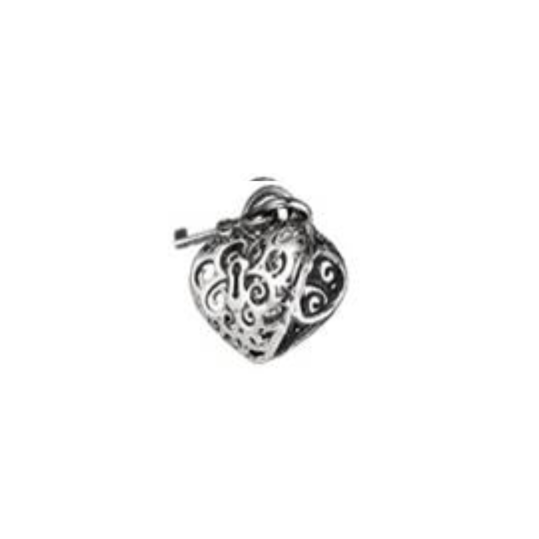 CHARM COEUR AVEC CLE ARGENT A1-381
