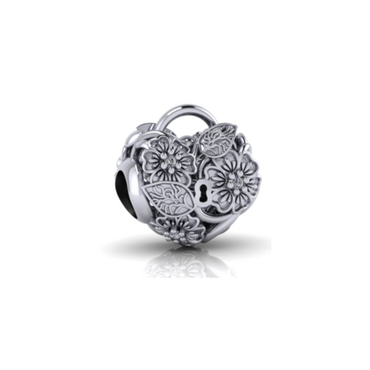 CHARM COEUR ET FLEUR ARGENT 2-352B