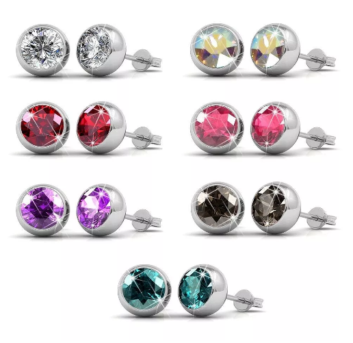 Boucles d'oreilles Coffret 7 Days Moon Laiton de haute qualité Plaqué Rhodium